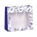 Sac Cadeau Toile de Jouy Bleu & Blanc avec Fenêtre 25X10X22cm