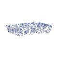 Corbeille Carton Rectangle Toile de Jouy Bleu/Blanc - 37 x 28 x 7,3 cm